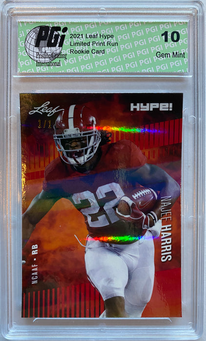 Najee Harris 2021 Leaf HYPE! #61 Red Shimmer 1/1 Rookie Card PGI 10