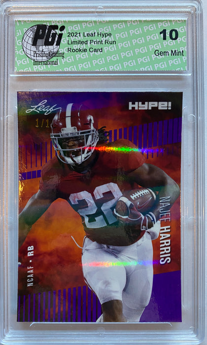 Najee Harris 2021 Leaf HYPE! #61 Purple Shimmer 1/1 Rookie Card PGI 10