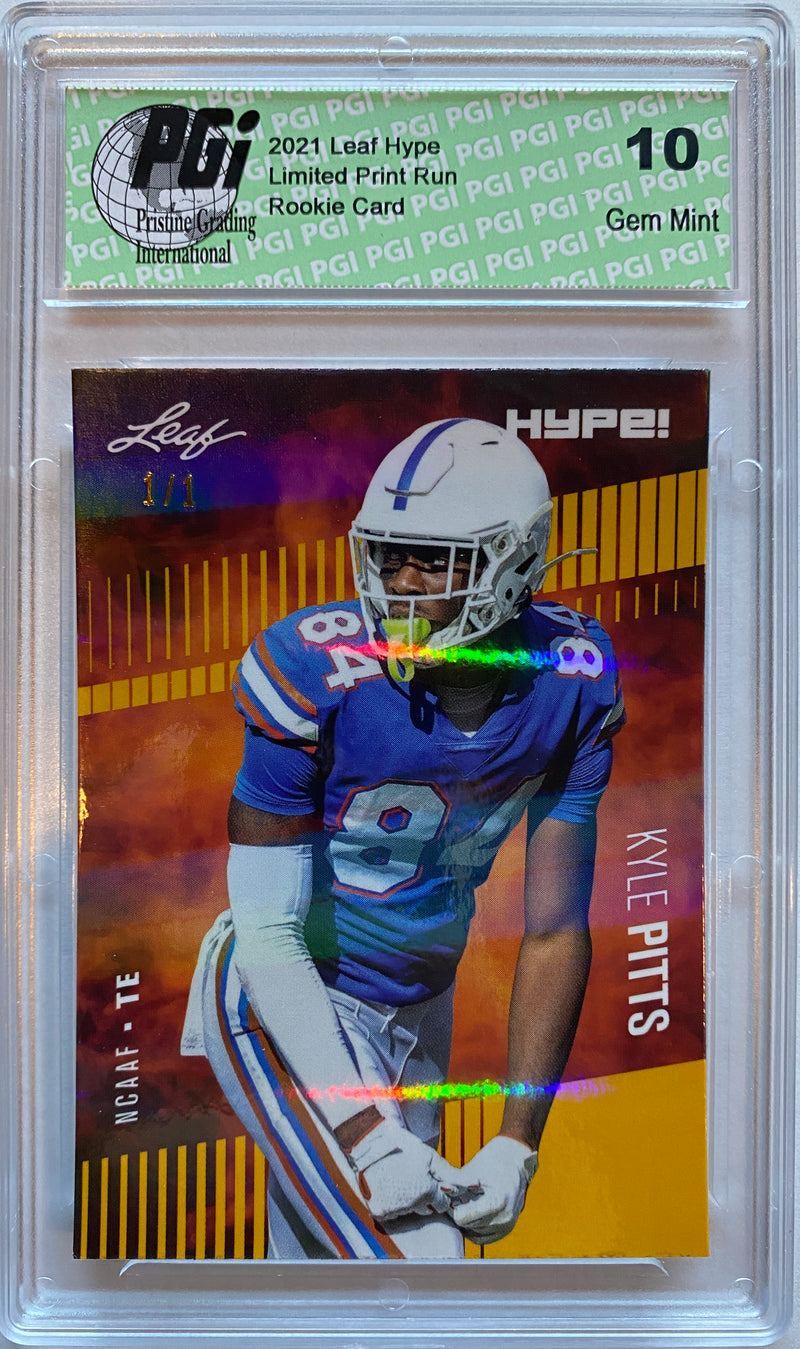 Kyle Pitts Rookie Card Atlanta PGI 10 Gem Mint Football Trading Card 2021 Leaf HYPE! #57 Gold Shimmer 1/1