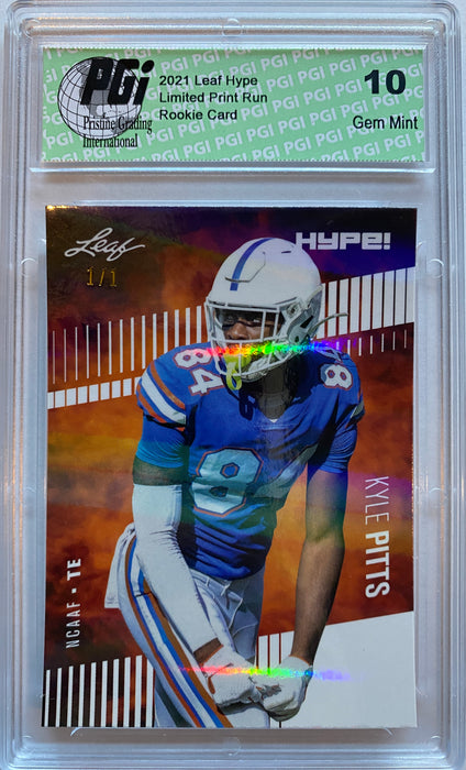 Kyle Pitts 2021 Leaf HYPE! #57 White Shimmer 1/1 Rookie Card PGI 10