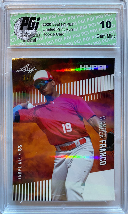 Wander Franco 2020 Leaf HYPE! #56 White Shimmer 1/1 Rookie Card PGI 10