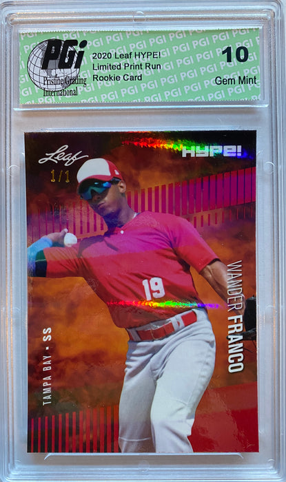 Wander Franco 2020 Leaf HYPE! #56 Red Shimmer 1/1 Rookie Card PGI 10