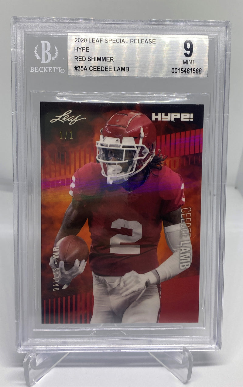 BGS 9 Ceedee Lamb 2020 Leaf HYPE #35A Rookie Card Red Shimmer 1 of 1