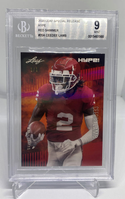 BGS 9 Ceedee Lamb 2020 Leaf HYPE! #35A Rookie Card Red Shimmer 1 of 1