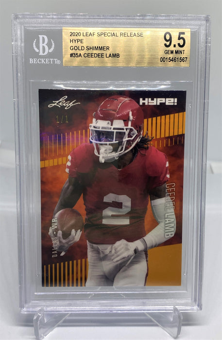 BGS 9.5 Ceedee Lamb 2020 Leaf HYPE! #35A Rookie Card Gold Shimmer 1 of 1