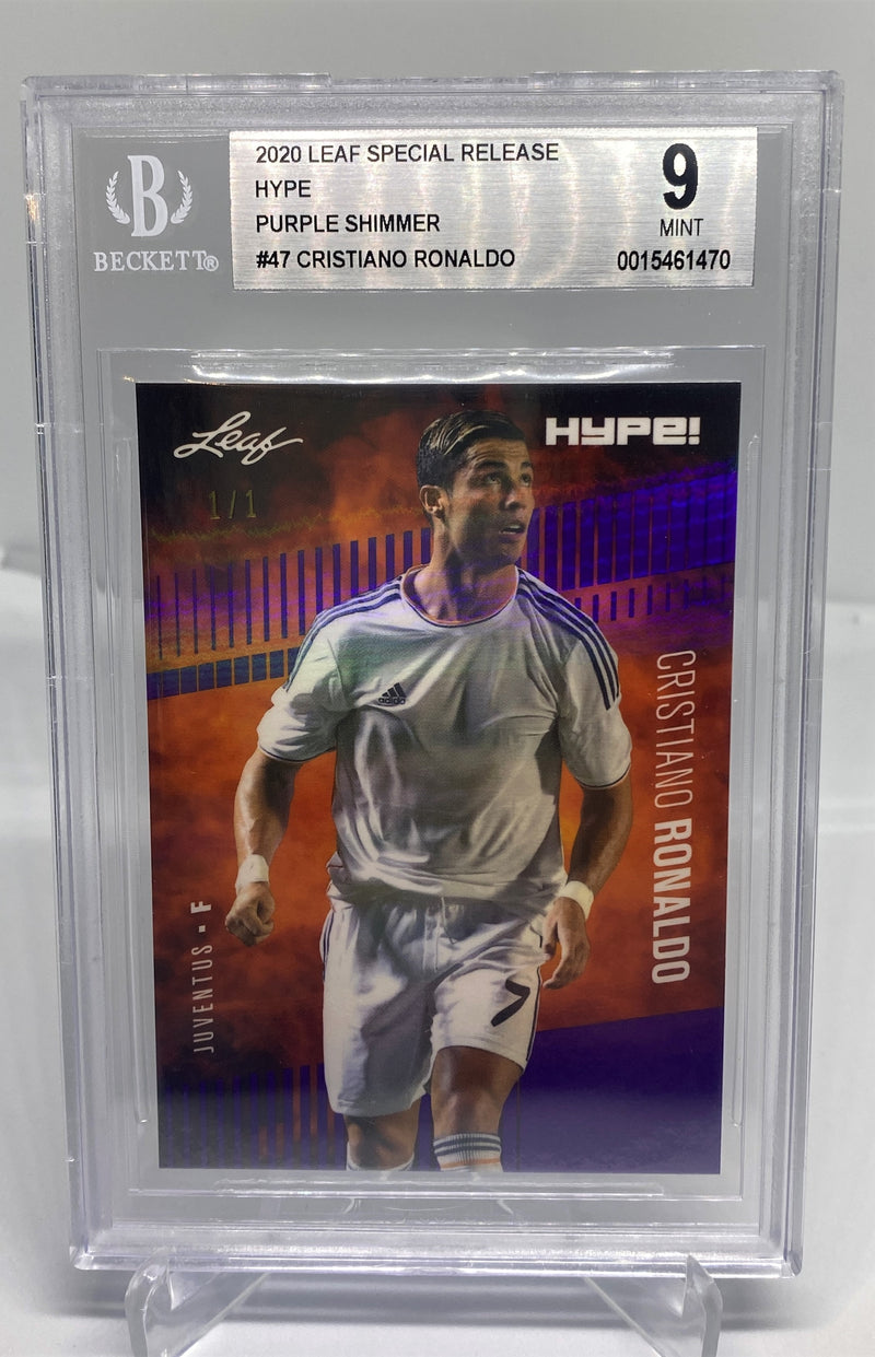 BGS 9 Cristiano Ronaldo 2020 Leaf HYPE #47 Rare Card Purple Shimmer 1 of 1