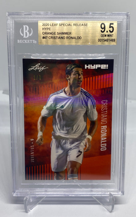 BGS 9.5 Cristiano Ronaldo 2020 Leaf HYPE! #47 Rare Trading Card Orange Shimmer 1 of 1