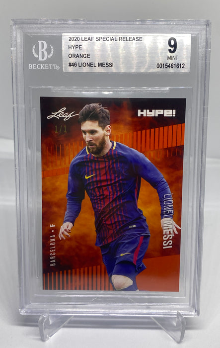BGS 9 Lionel Messi 2020 Leaf HYPE! #46 Rare Trading Card Masterpiece Orange 1 of 1