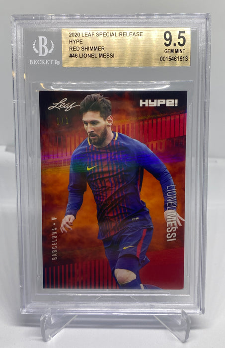BGS 9.5 Lionel Messi 2020 Leaf HYPE! #46 Rare Trading Card Red Shimmer 1 of 1