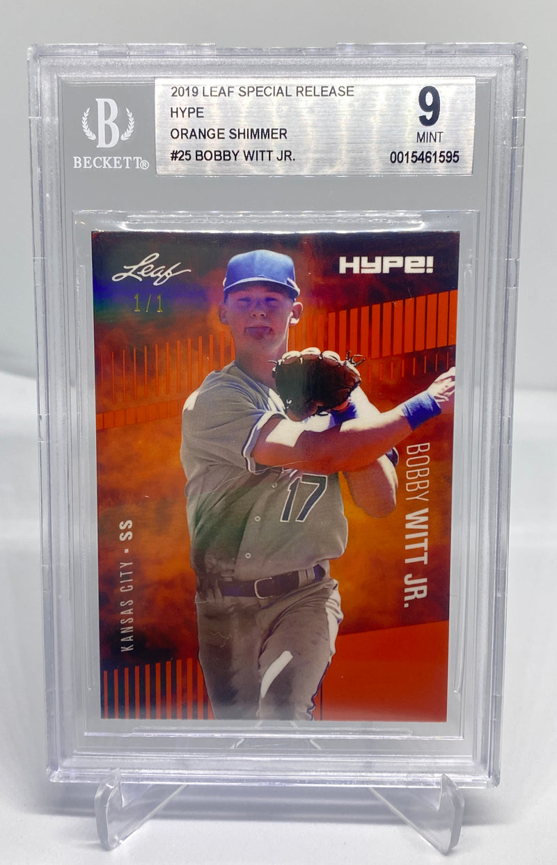 BGS 9 Bobby Witt Jr 2019 Leaf HYPE #25 Rookie Card Orange Shimmer 1 of 1
