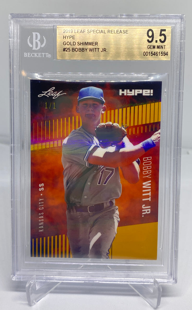 BGS 9.5 Bobby Witt Jr 2019 Leaf HYPE #25 Rookie Card Gold Shimmer 1 of 1
