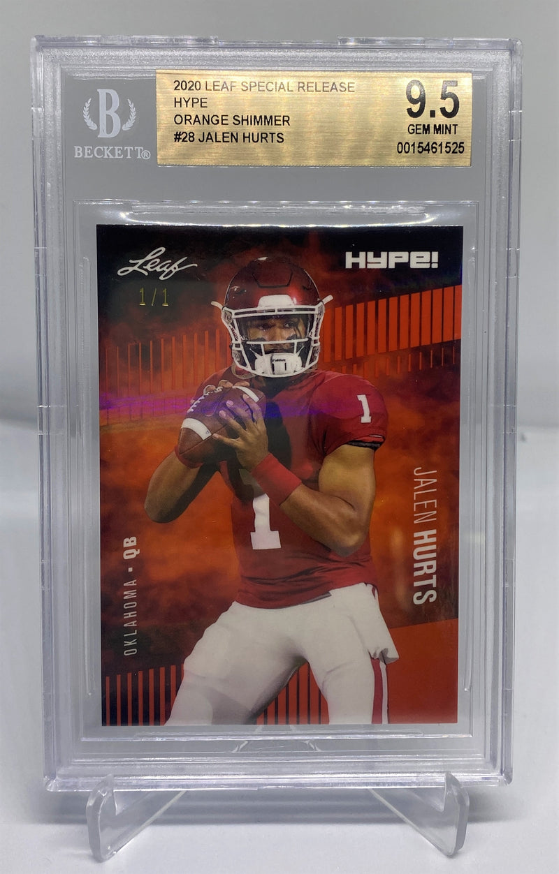 BGS 9.5 Jalen Hurts 2020 Leaf HYPE #28 Rookie Card Orange Shimmer 1 of 1