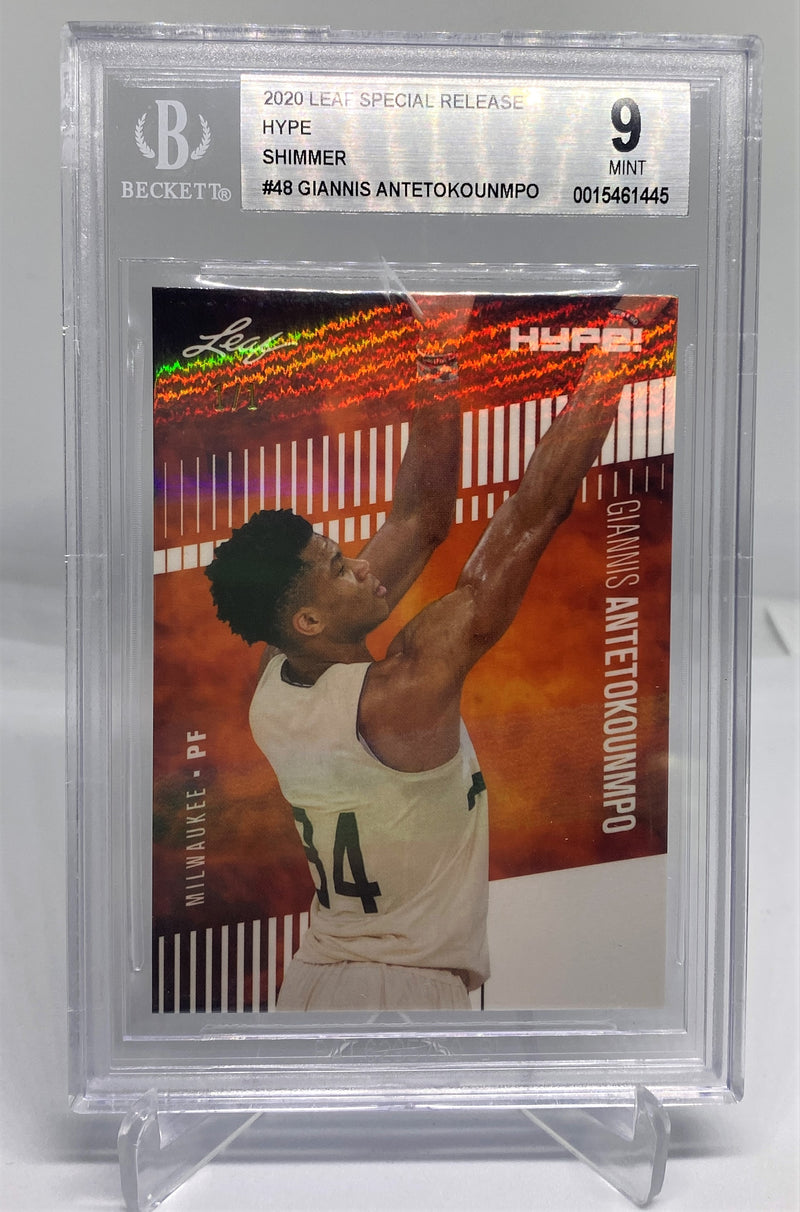 BGS 9 Giannis Antetokounmpo 2020 Leaf HYPE #48 Rare Card White Shimmer 1/1