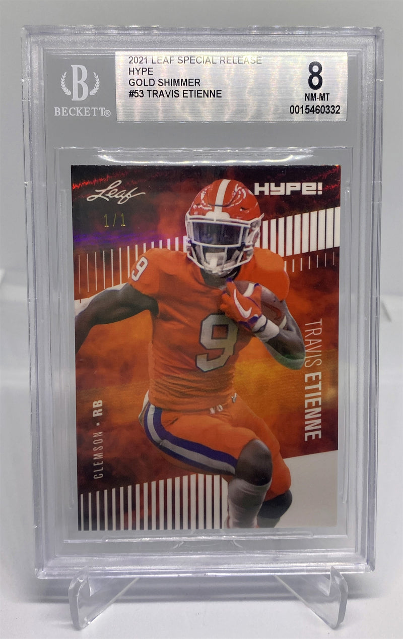 BGS 8 Travis Etienne 2021 Leaf HYPE #53 Rookie Card Gold Shimmer 1 of 1