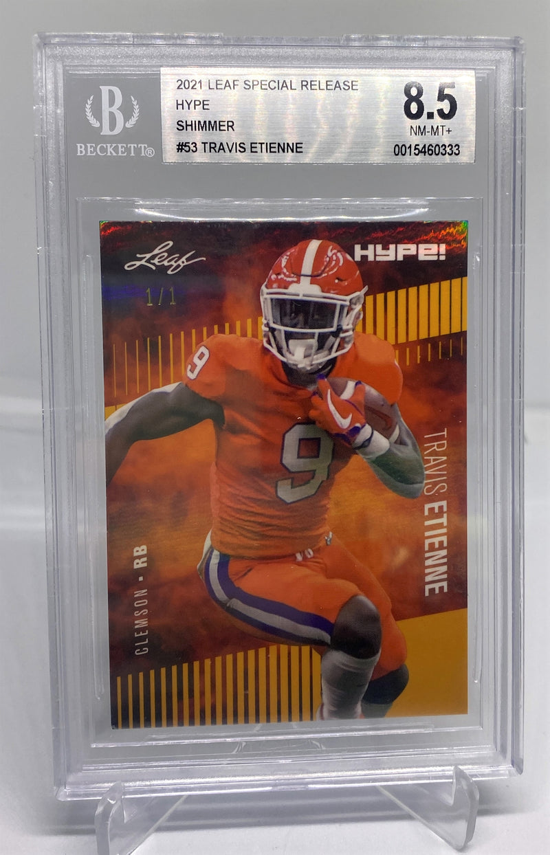 BGS 8.5 Travis Etienne 2021 Leaf HYPE #53 Rookie Card Shimmer 1 of 1
