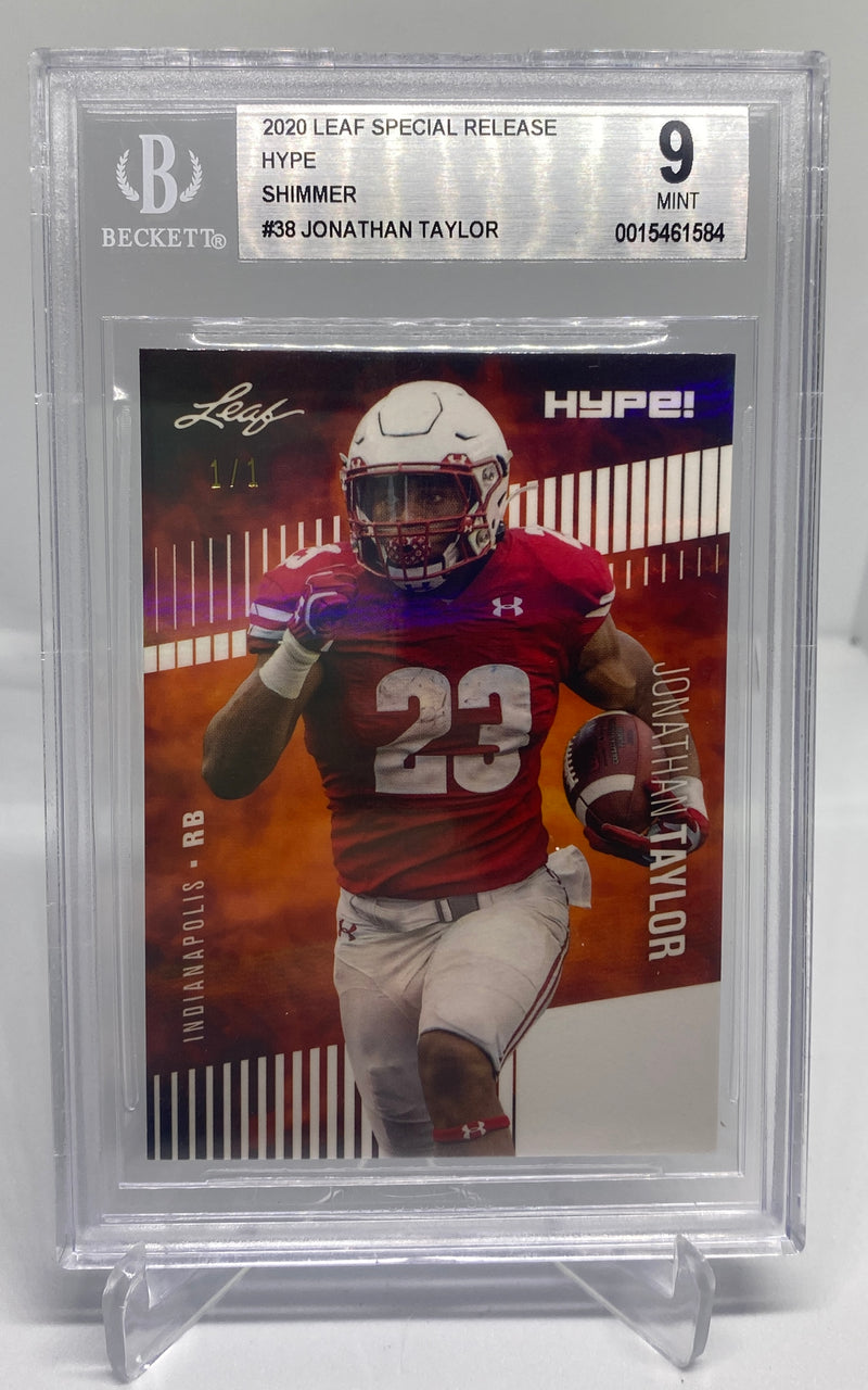 BGS 9 Jonathan Taylor 2020 Leaf HYPE #38 Rookie Card White Shimmer 1 of 1