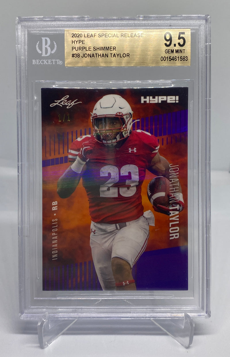 BGS 9.5 Jonathan Taylor 2020 Leaf HYPE #38 Rookie Card Purple Shimmer 1 of 1