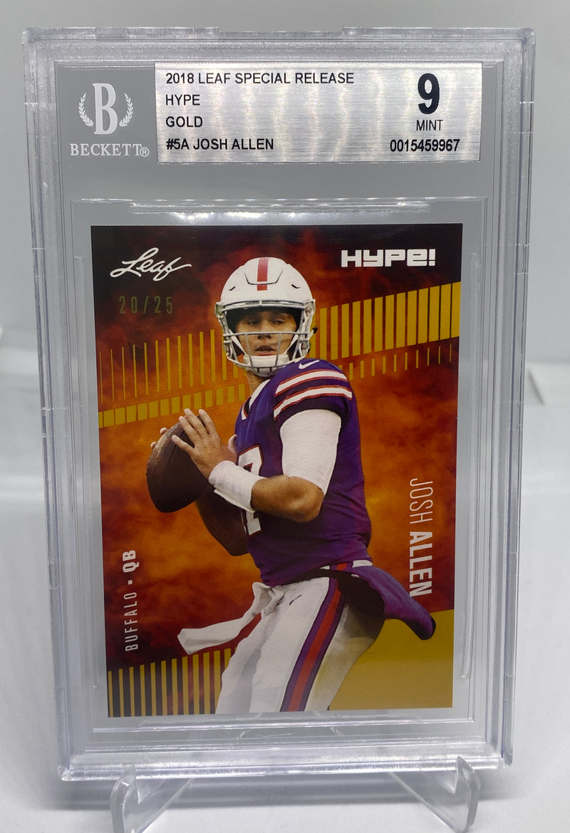 BGS 9 Josh Allen 2018 Leaf HYPE #5A Rookie Card Gold #20/25
