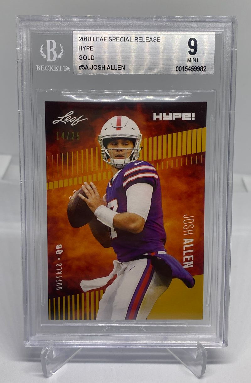 BGS 9 Josh Allen 2018 Leaf HYPE #5A Rookie Card Gold #14/25