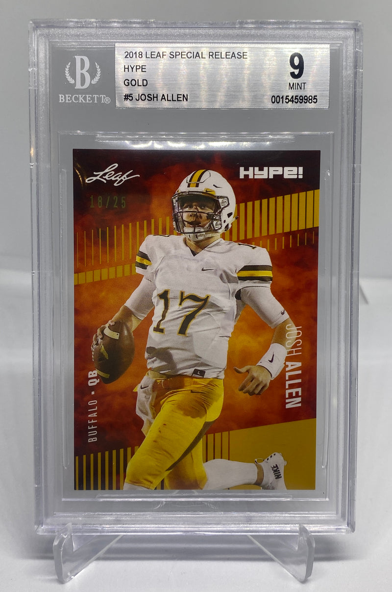 BGS 9 Josh Allen 2018 Leaf HYPE #5 Rookie Card Gold #18/25