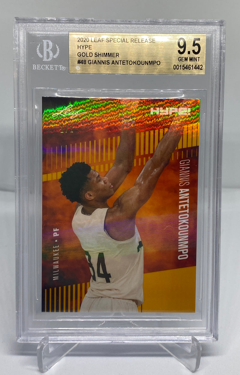 BGS 9.5 Giannis Antetokounmpo 2020 Leaf HYPE #48 Rare Card Gold Shimmer 1/1