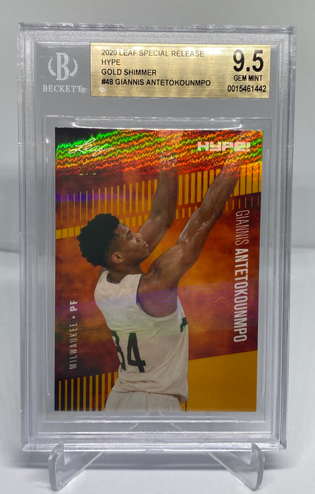 BGS 9.5 Giannis Antetokounmpo 2020 Leaf HYPE! #48 Rare Trading Card Gold Shimmer 1 of 1