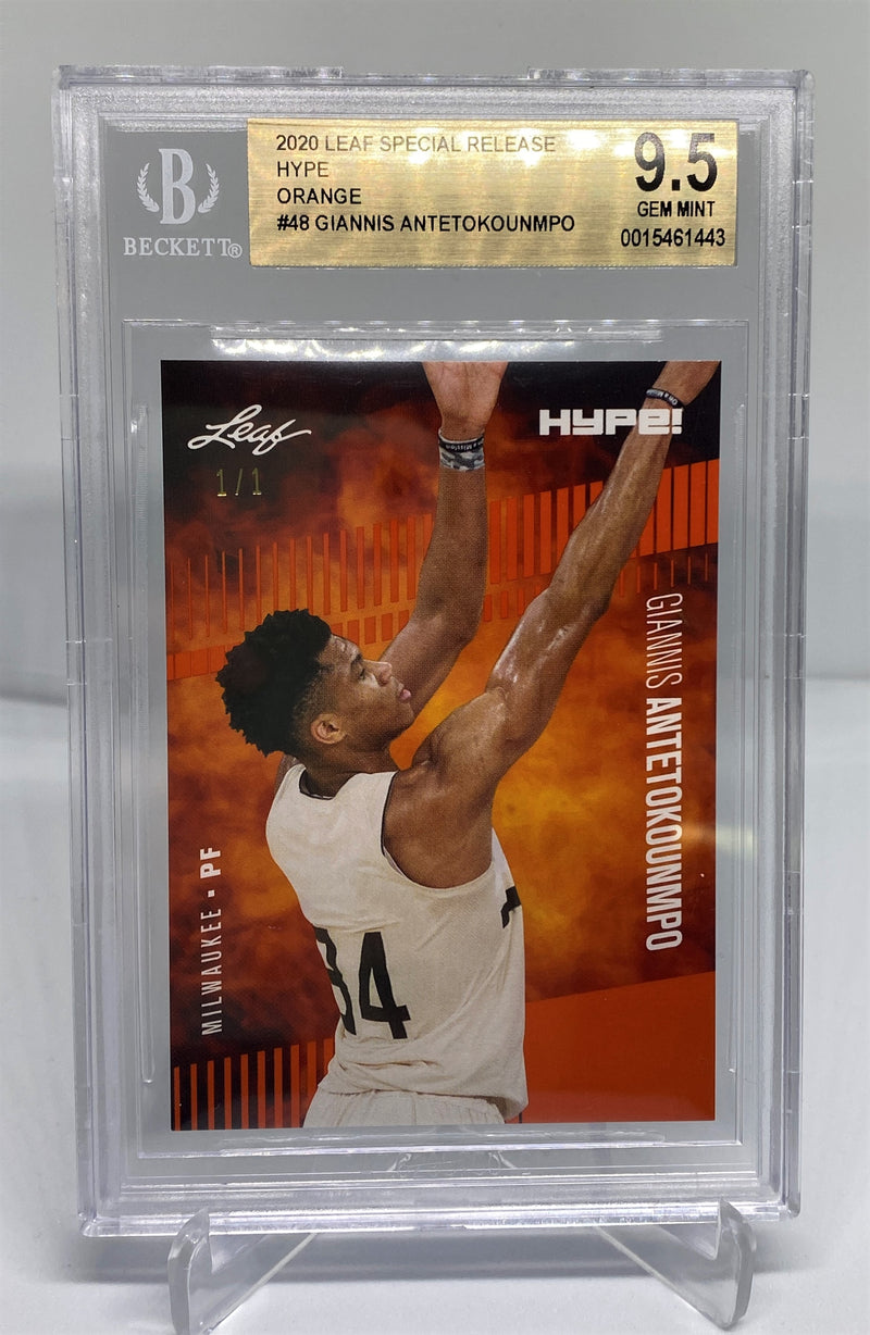 BGS 9.5 Giannis Antetokounmpo 2020 Leaf HYPE #48 Card Masterpiece Orange 1/1