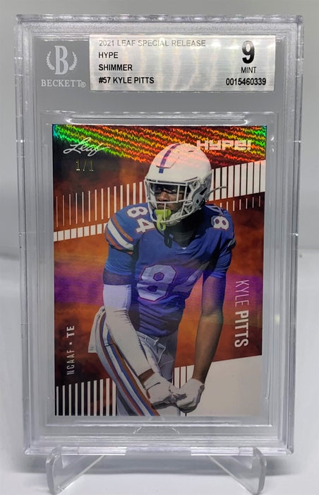 BGS 9 Kyle Pitts 2021 Leaf HYPE! #57 Rookie Card White Shimmer 1 of 1