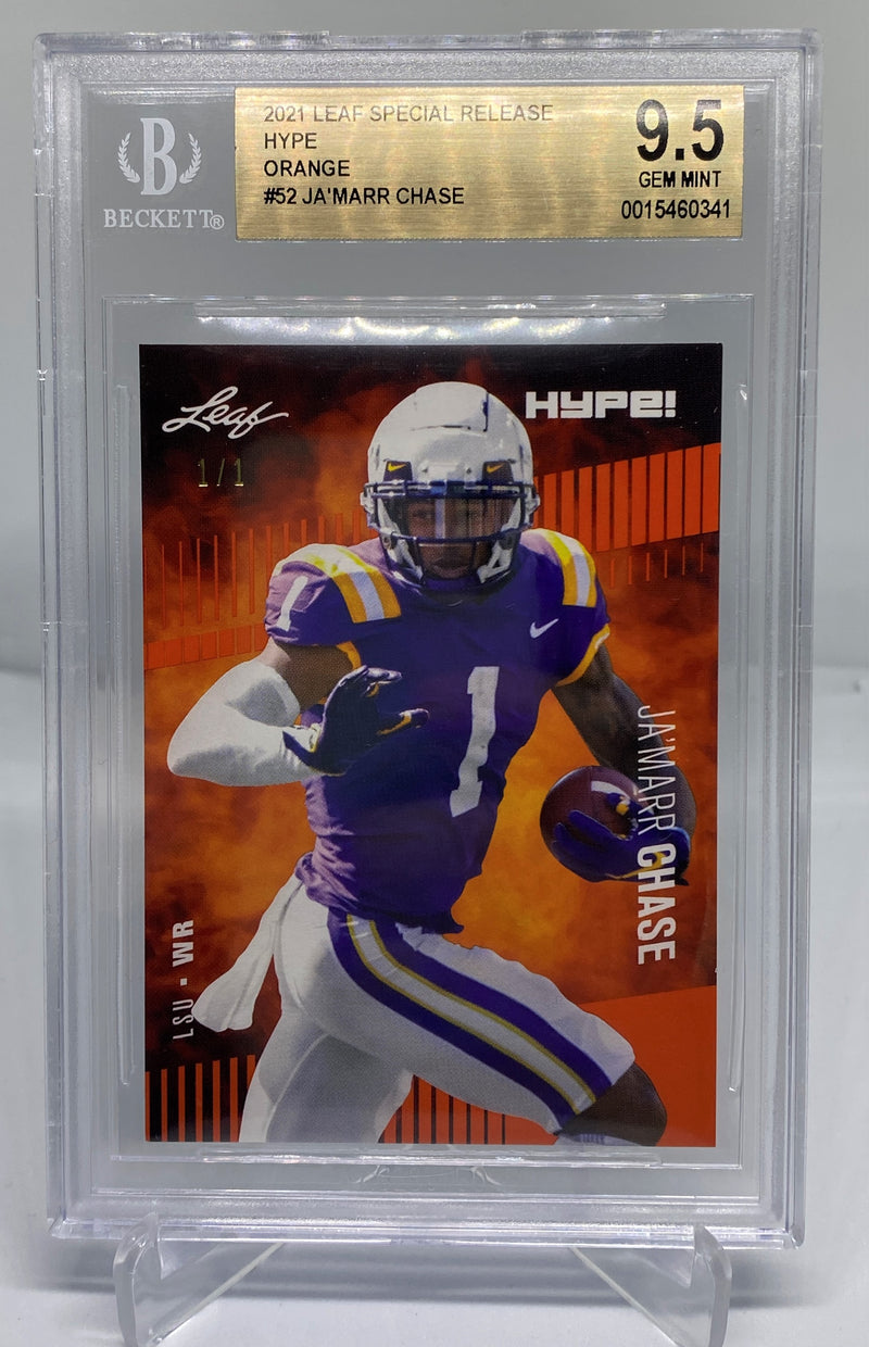 BGS 9.5 Ja'Marr Chase 2021 Leaf HYPE #52 Rookie Card Orange Masterpiece 1 of 1