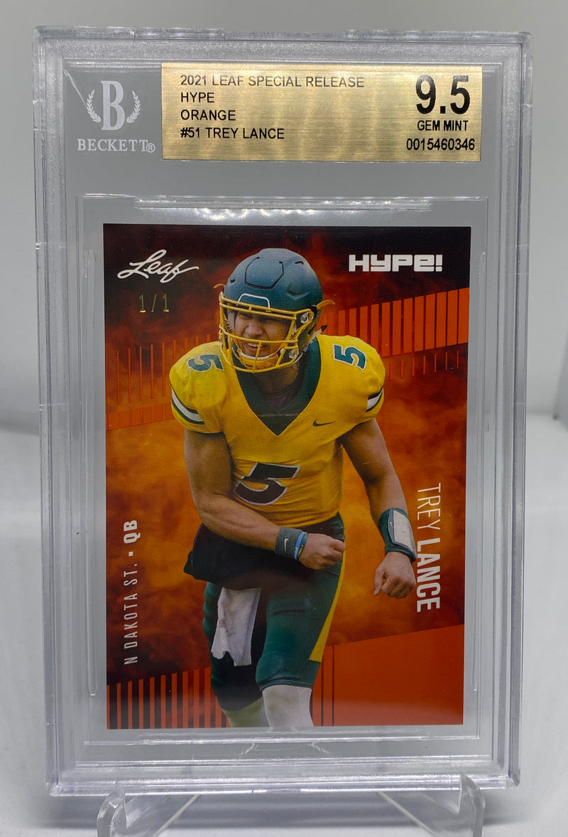 BGS 9.5 Trey Lance 2021 Leaf HYPE #51 Rookie Card Masterpiece Orange 1 of 1