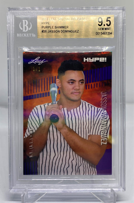 BGS 9.5 Jasson Dominguez 2019 Leaf HYPE! #26 Rookie Card Purple Shimmer 1 of 1