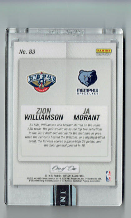 Zion Williamson & Ja Morant 2019 Panini Instant #83 True 1 of 1, 1/1 Rookie Card