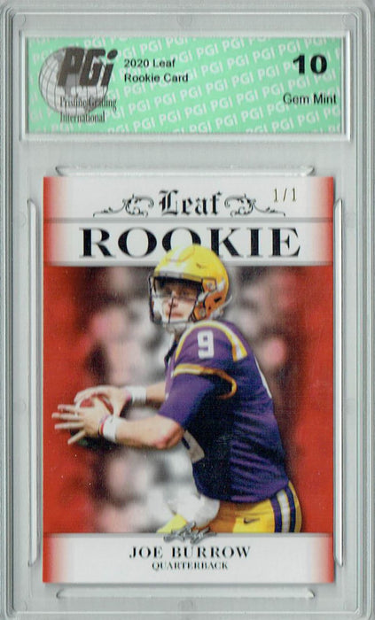 Joe Burrow 2020 Leaf Exclusive #2 Masterpiece 1 of 1 Rookie Card PGI 10