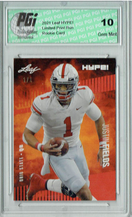Justin Fields 2021 Leaf HYPE! #50A Masterpiece 1 of 1 Rookie Card PGI 10