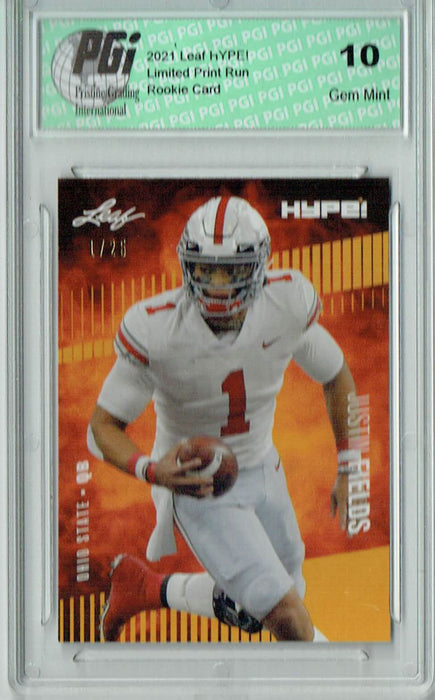 Justin Fields 2021 Leaf HYPE! #50A Gold, The 1 of 25 Rookie Card PGI 10
