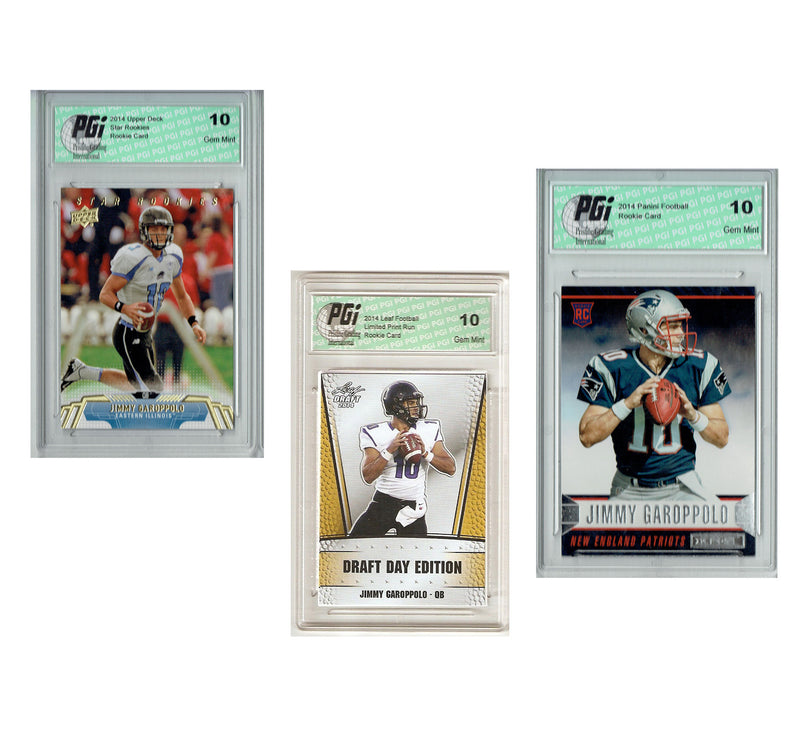 Jimmy Garoppolo Rookie Card San Francisco PGI 10 Gem Mint Football Trading Card 2014 Leaf Draft Day Edition Gold / Rookies & Stars / Upper Deck #6 / #152 / #62