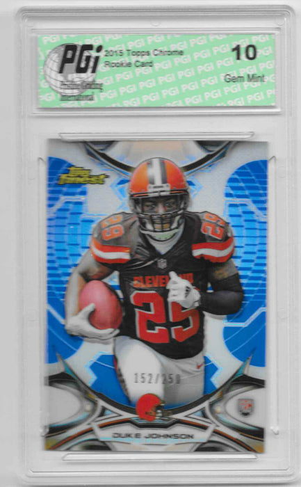 Duke Johnson 2015 Topps Finest #83 Blue Refractor 250 Made Rookie Card PGI 10