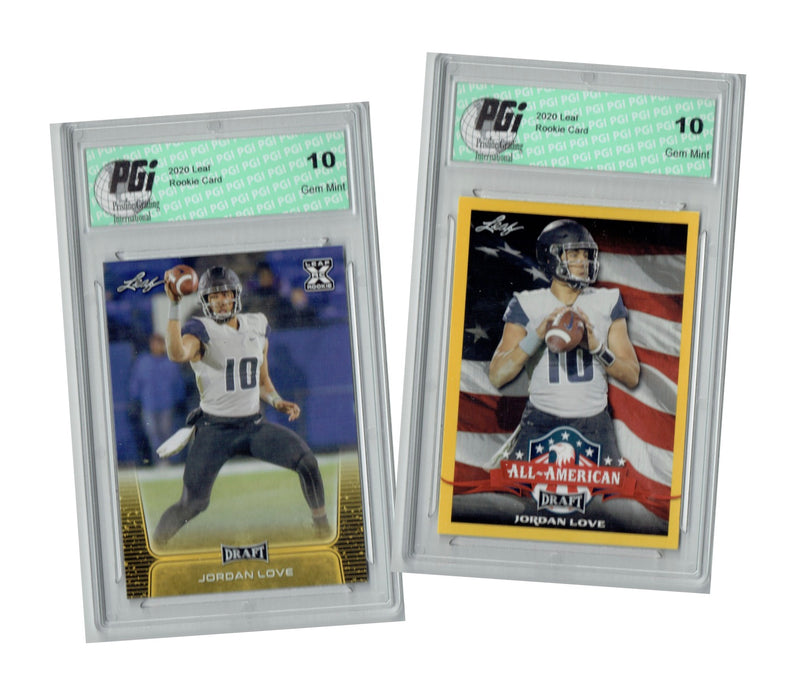Jordan Love 2020 Leaf Draft Football Gold #71 & 11, TWO Rookie Card Lot PGI 10
