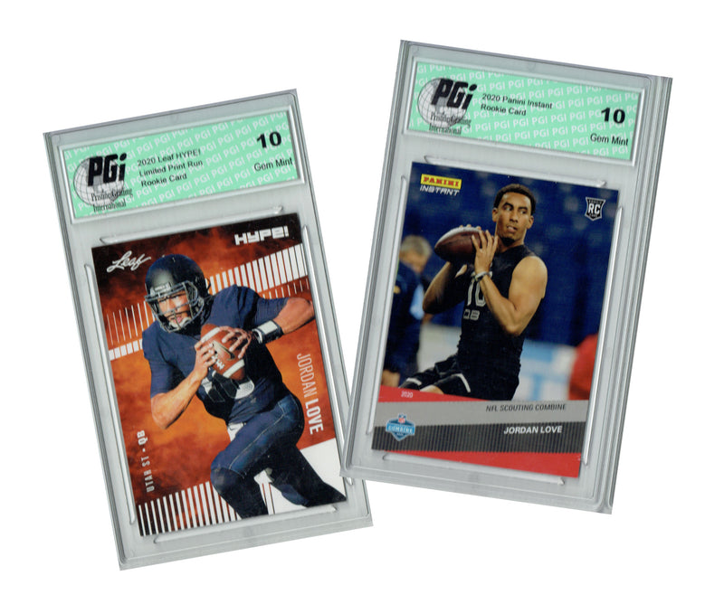 Jordan Love Rookie Card Green Bay PGI 10 Gem Mint Football Trading Card 2020 Leaf HYPE! #33 / #4 Only 5000 Made / 1st Pro Card, 1 of 156