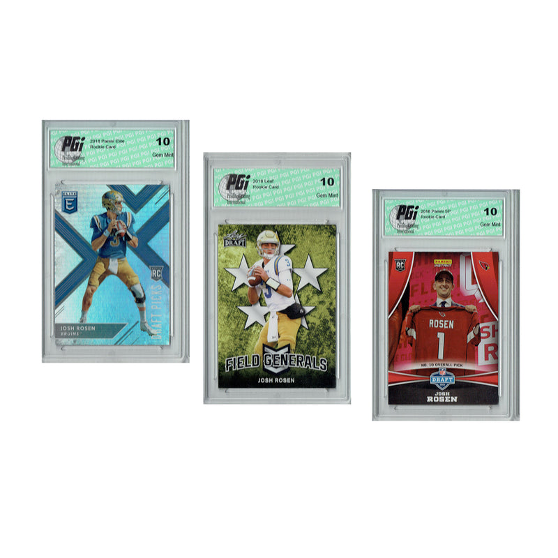 Josh Rosen Rookie Card Arizona PGI 10 Gem Mint Football Trading Card 2018 Leaf Draft | Panini Draft Night | Panini Elite #FG-04 | #DP10 | #102 Field Generals | Only 250 Made