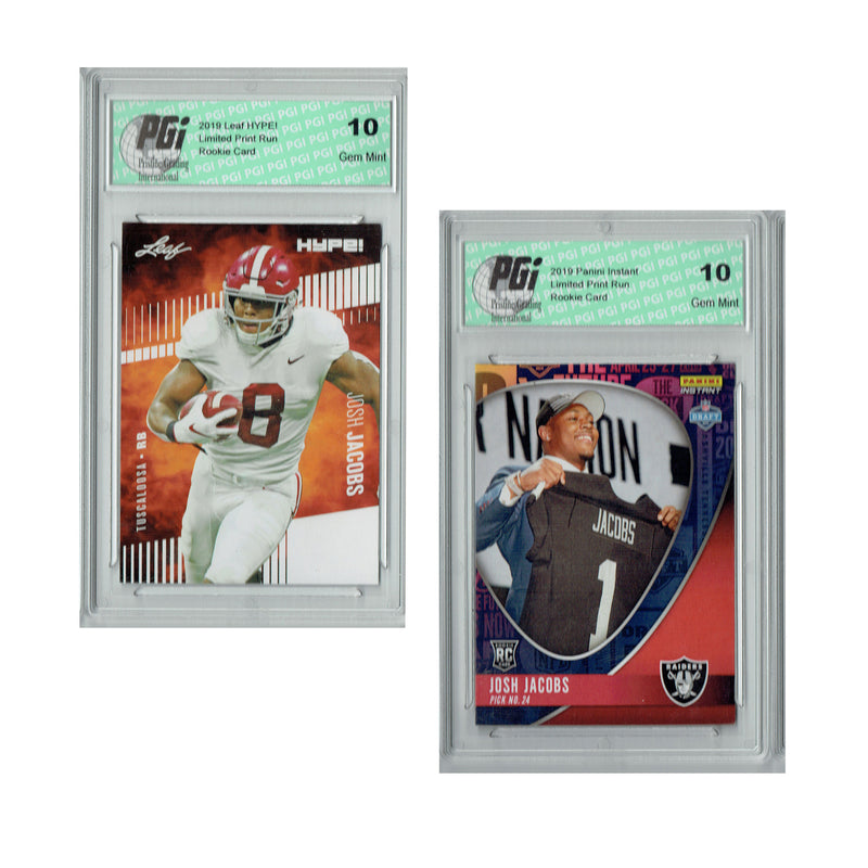 Josh Jacobs Rookie Card Las Vegas PGI 10 Gem Mint Football Trading Card 2019 Leaf Hype / Panini Instant #21 | #DN24