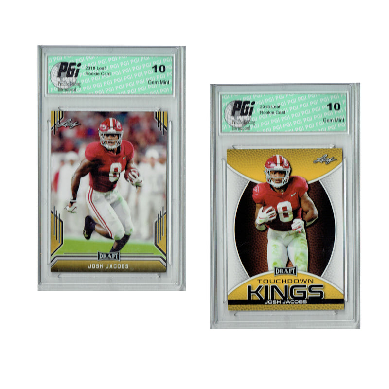 Josh Jacobs Rookie Card Las Vegas PGI 10 Gem Mint Football Trading Card 2019 Leaf Draft #43 | #84