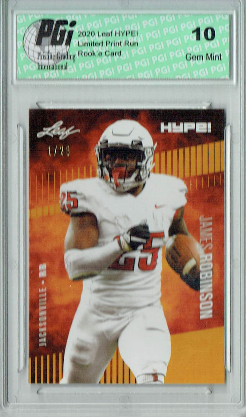 James Robinson Rookie Card Jacksonville PGI 10 Gem Mint Football Trading Card 2020 Leaf HYPE! #39 Gold, The 1 of 25