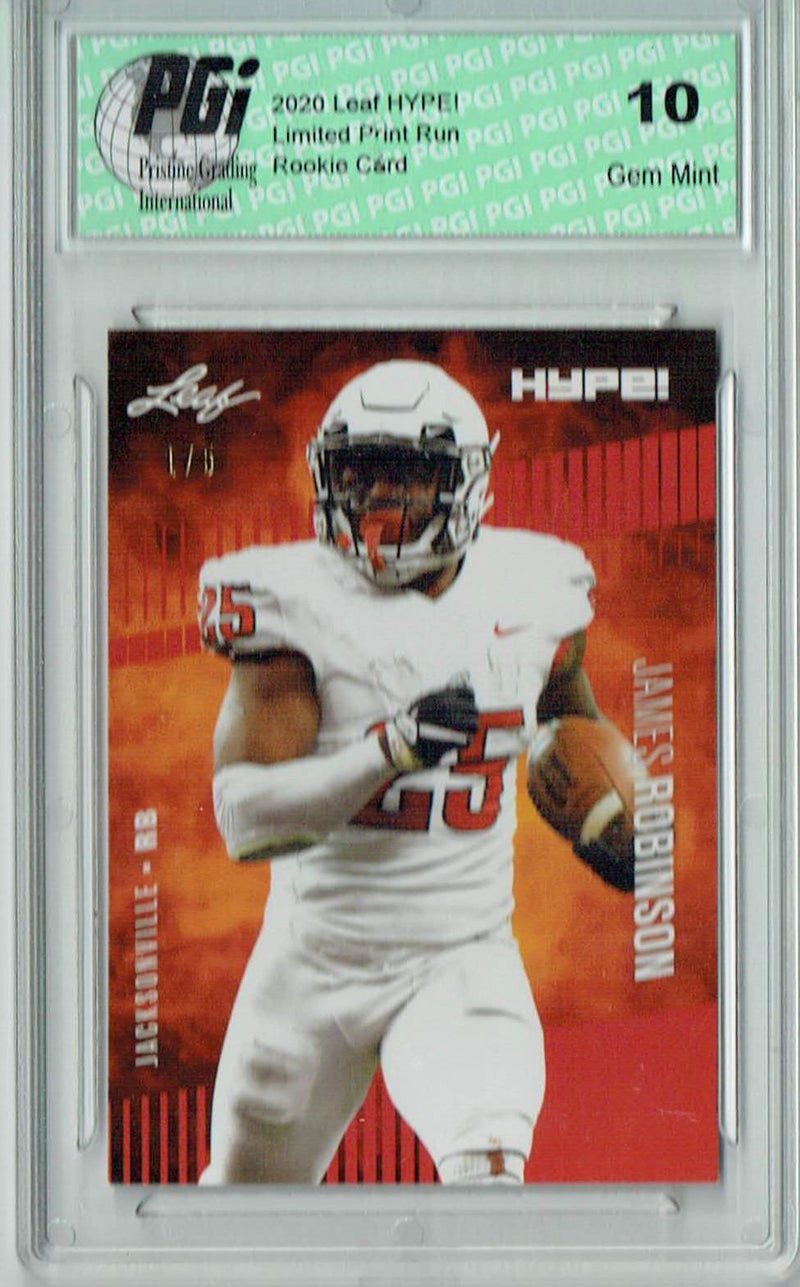 James Robinson Rookie Card Jacksonville PGI 10 Gem Mint Football Trading Card 2020 Leaf HYPE! #39 Red, The 1 of 5