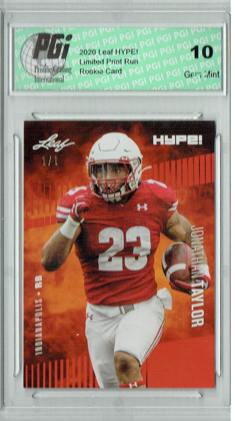 Jonathan Taylor Rookie Card Indianapolis PGI 10 Gem Mint Football Trading Card 2020 Leaf HYPE! #38 Masterpiece 1 of 1