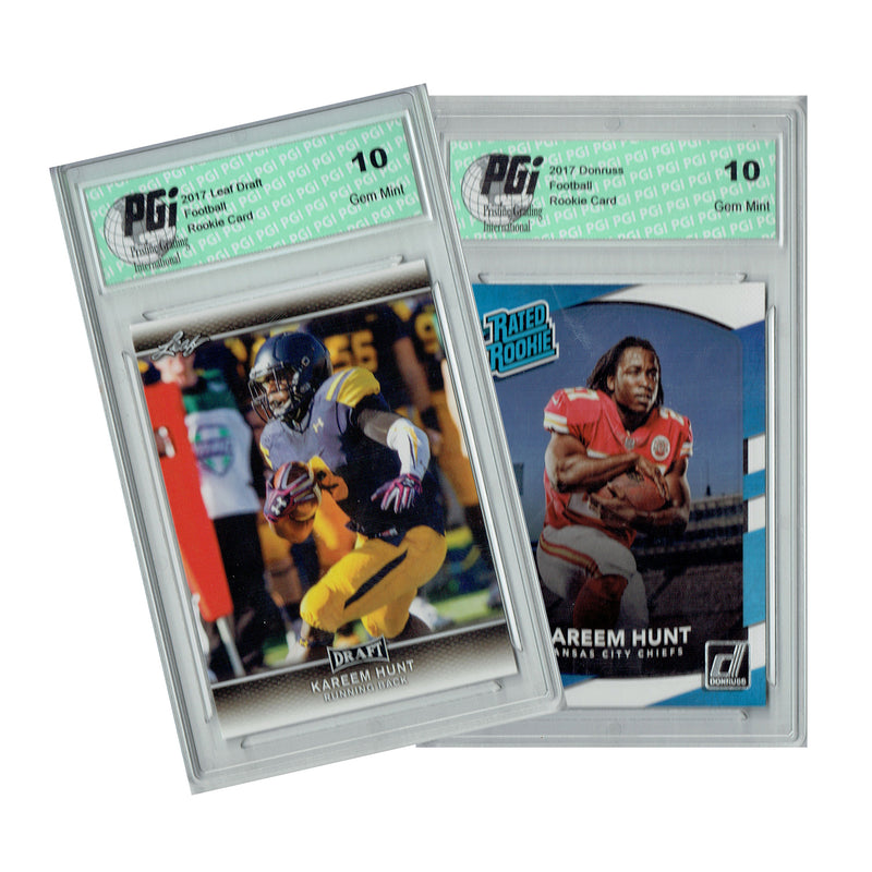 Kareem Hunt Rookie Card Kansas City PGI 10 Gem Mint Football Trading Card 2017 Leaf Draft / Donruss #46 / #332