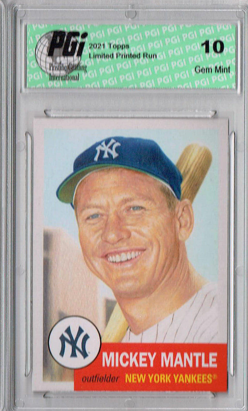 Mickey Mantle 2021 Topps Living Set #407 Print Run 14,028 Trading Card PGI 10