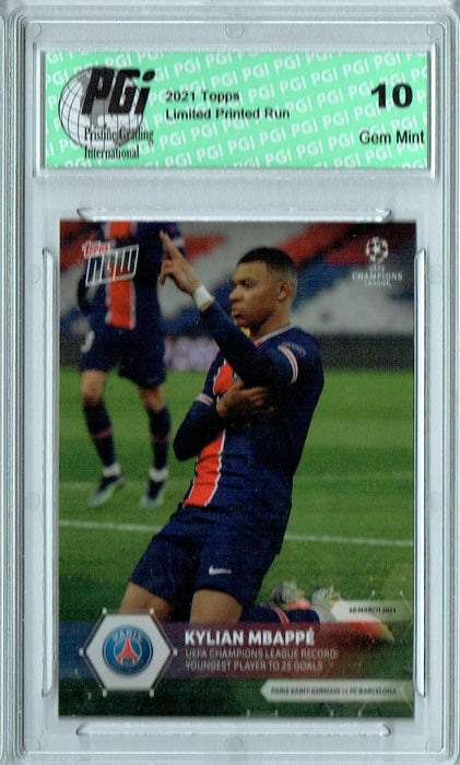 Kylian Mbappe 2020 Topps Now #53 Print Run 3,020 Trading Card PGI 10