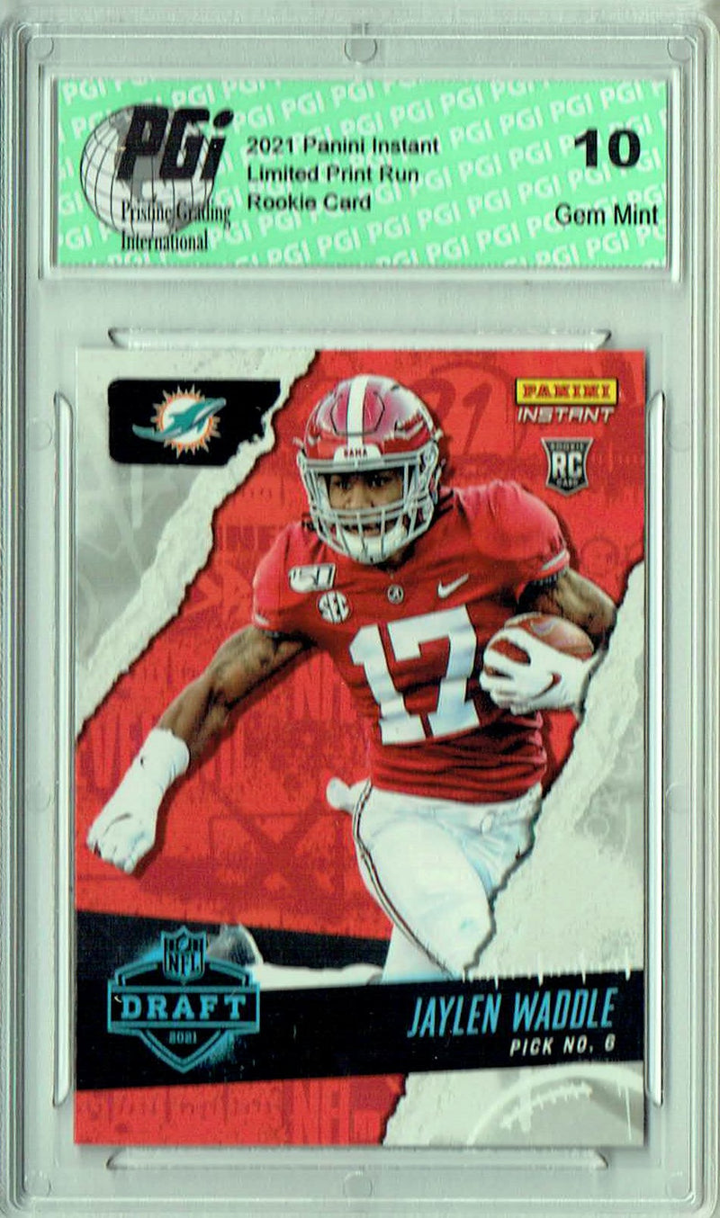 Jaylen Waddle 2021 Panini Instant #6 Draft Night 1 of 1,075 Rookie Card PGI 10
