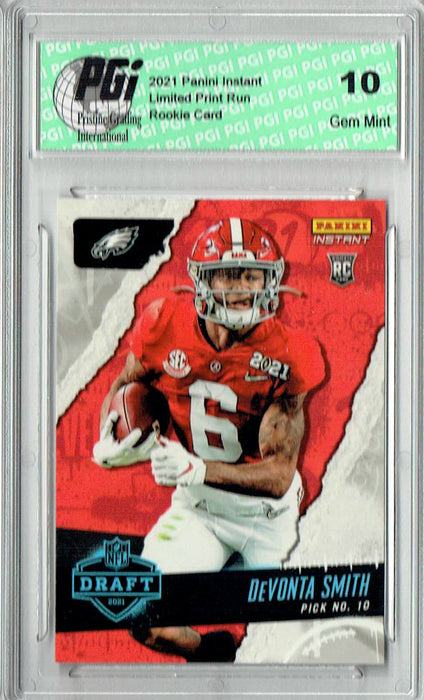 DeVonta Smith 2021 Panini Instant #9 Draft Night 1 of 1,419 Rookie Card PGI 10